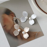 Sterling Silver Needle Mori Style Fresh Flower Stud Earrings New Spring And Summer Pearl