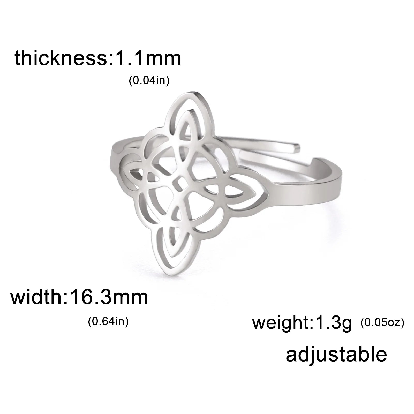 Witchcraft Stainless Steel Open Ring Supernatural Witch Knot Rings For Women Wiccan Cross Protection Amulet Jewelry