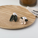 Sterling Silver Needle Mori Style Fresh Flower Stud Earrings New Spring And Summer Pearl