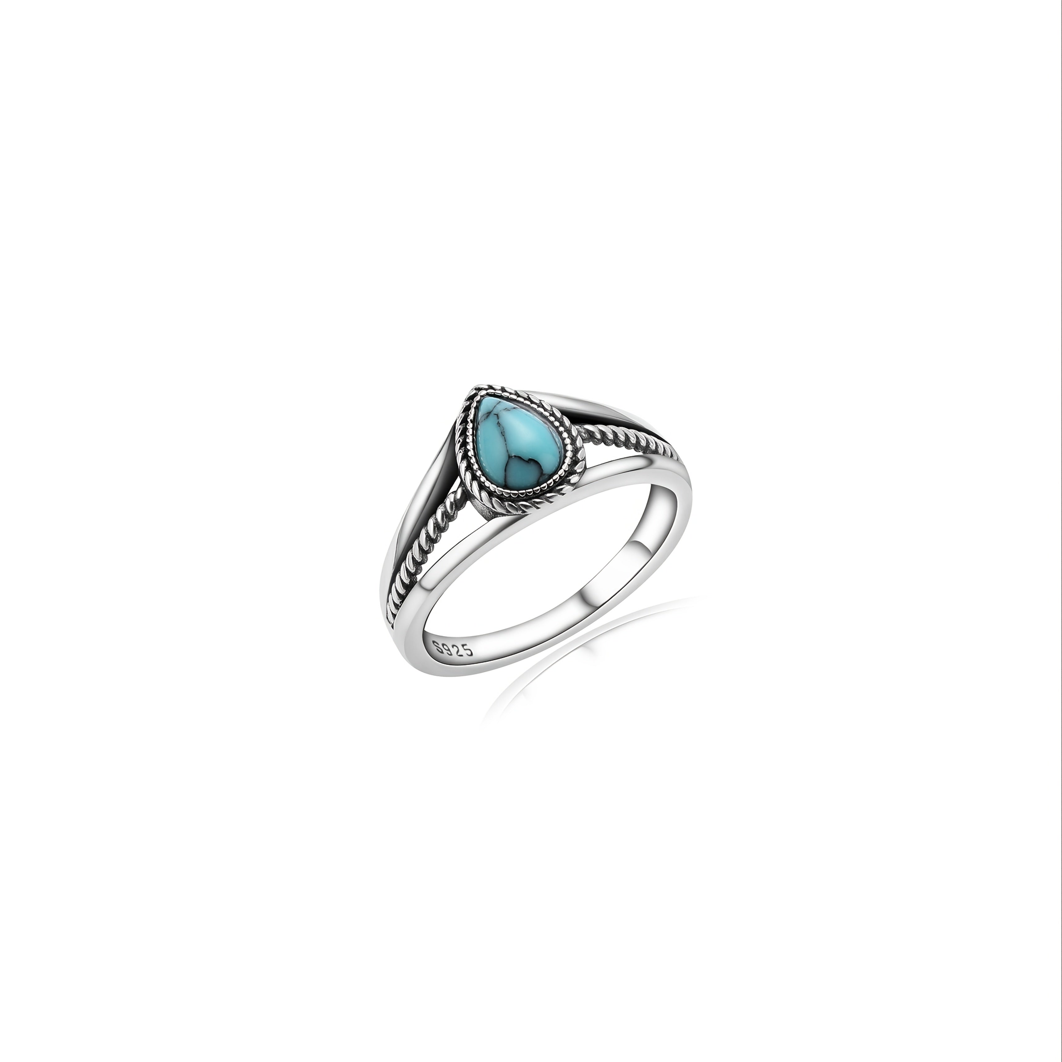 Hermes Harmony Turquoise Ring 925 Sterling Silver Turquoise Teardrop Ring For Women Boho Jewelry Gifts For Women